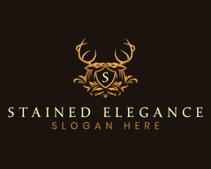 Deer Floral Shield logo design