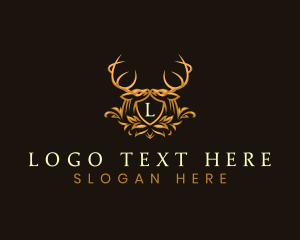 Stag - Deer Floral Shield logo design