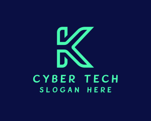 Hacker - Green Tech Letter K logo design