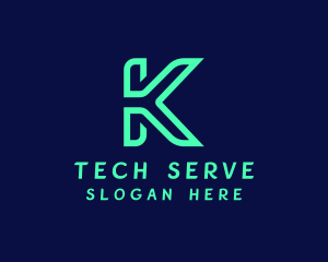 Server - Green Tech Letter K logo design