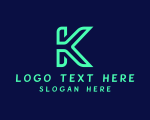 Tech - Green Tech Letter K logo design