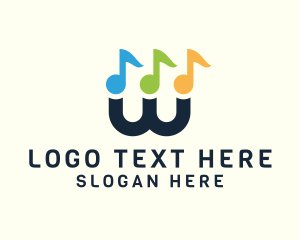 Musical Notes Letter W Logo