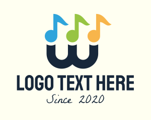 Sing - Musical Notes Letter W logo design