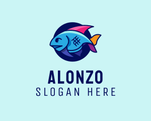 Colorful Marine Fish  logo design