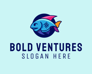 Colorful Marine Fish  logo design