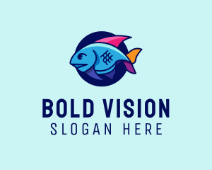 Colorful Marine Fish  logo design