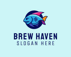 Colorful Marine Fish  logo design