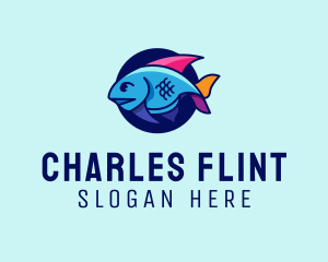 Colorful Marine Fish  logo design