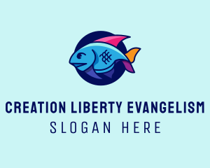 Colorful Marine Fish  logo design