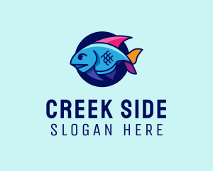 Colorful Marine Fish  logo design