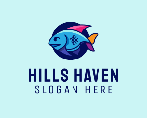 Colorful Marine Fish  logo design