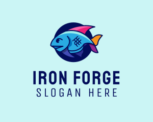 Colorful Marine Fish  logo design