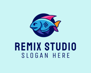 Colorful Marine Fish  logo design