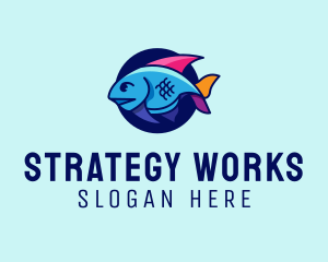 Colorful Marine Fish  logo design