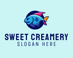 Colorful Marine Fish  logo design