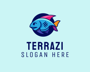 Colorful Marine Fish  logo design