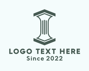 Temple - Green Column Architecture logo design
