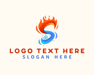 3d - Fire Snowflake Letter S logo design