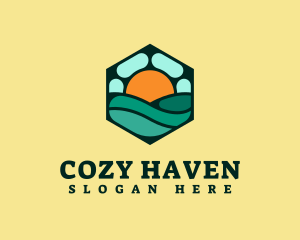 Inn - Hexagon Beach Wave logo design