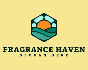 Hexagon Beach Wave logo design