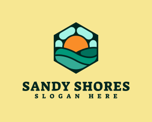 Beach - Hexagon Beach Wave logo design