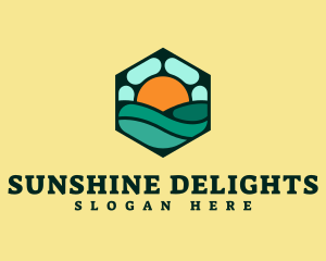 Sunshine - Hexagon Beach Wave logo design