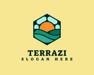 Hexagon Beach Wave logo design