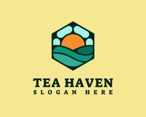 Hexagon Beach Wave logo design