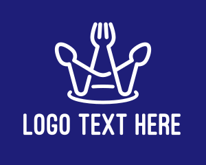Fast Food - Minimalist Utensil Crown logo design