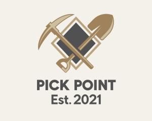 Pick - Mining Pick & Shovel logo design