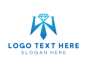 Formal Wear - Diamond Tie Letter W logo design