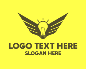 Smart Light Bulb Wings logo design