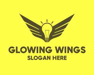 Smart Light Bulb Wings logo design