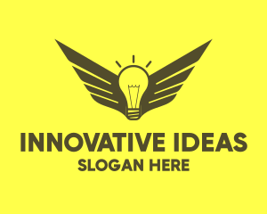 Smart Light Bulb Wings logo design