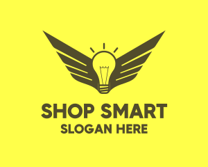 Smart Light Bulb Wings logo design