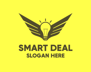 Smart Light Bulb Wings logo design