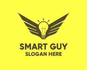 Smart Light Bulb Wings logo design