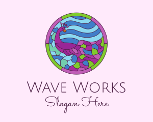Wavy - Peacock Stained Glass logo design