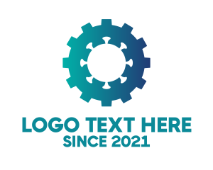 Cog Wheel - Blue Virus Gear logo design