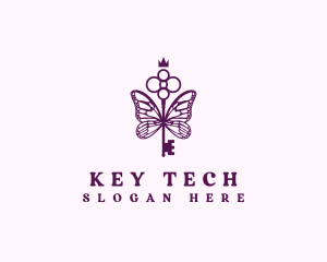 Locksmith Butterfly Key logo design