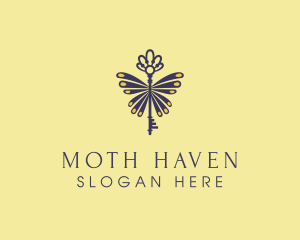 Moth - Majestic Butterfly Key logo design