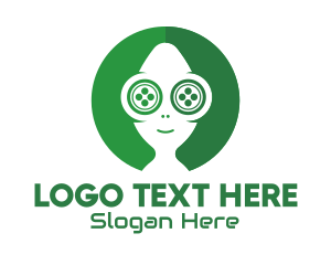 Sew - Green Button Alien logo design