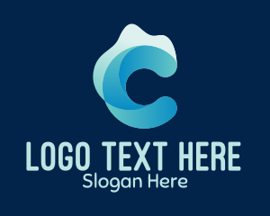 Slimy - Blue Aqua Letter C logo design