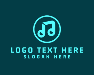 Audio - Music Note Badge logo design