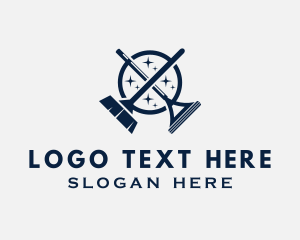 Cleaning - Broom & Squeegee Cleaner logo design