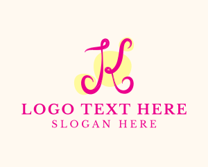 Curly - Pink Fancy Letter K logo design