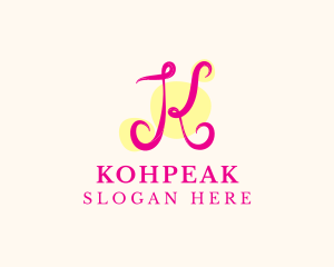 Pink Fancy Letter K logo design