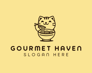 Cat Ramen Noodles logo design