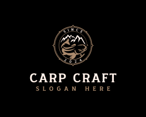 Carp - Fishing Mountain Carp logo design