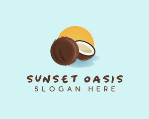 Coconut Sunset Tropical logo design